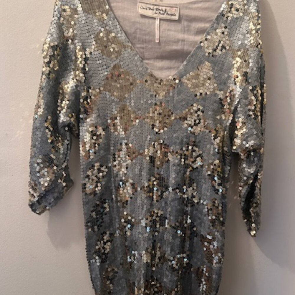 Jen’s Pirate Booty For Free People Checkered Silver Sequin Mini Boombox Dress